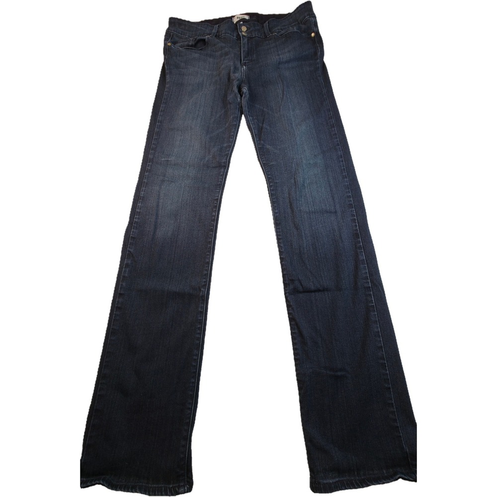 Paige Hidden Hills Straight Jeans Womens 34 Dark Wash Stretch Mid Rise Denim